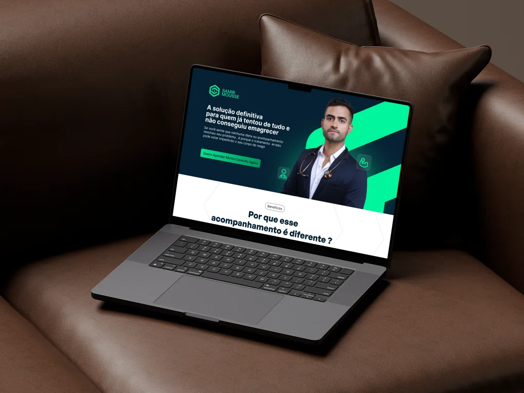 Mockup da landing page do Dr. Samir Mousse